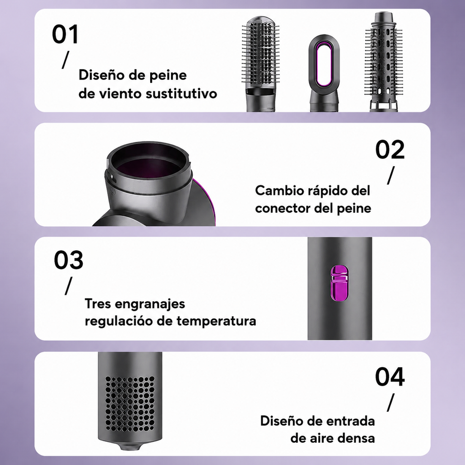 Cepillo eléctrico multifuncional 3 en 1 REMGINTON - Alisa, riza y da volumen en minutos